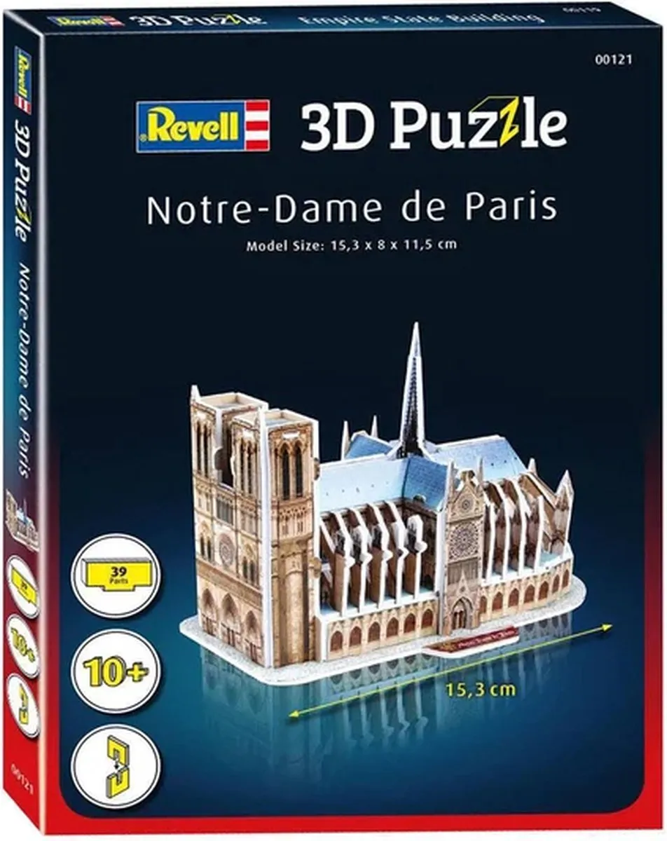 Revell Notre-Dame de Paris 3D Puzzel - 39 Stuks - Multi - afbeelding 6 van 6