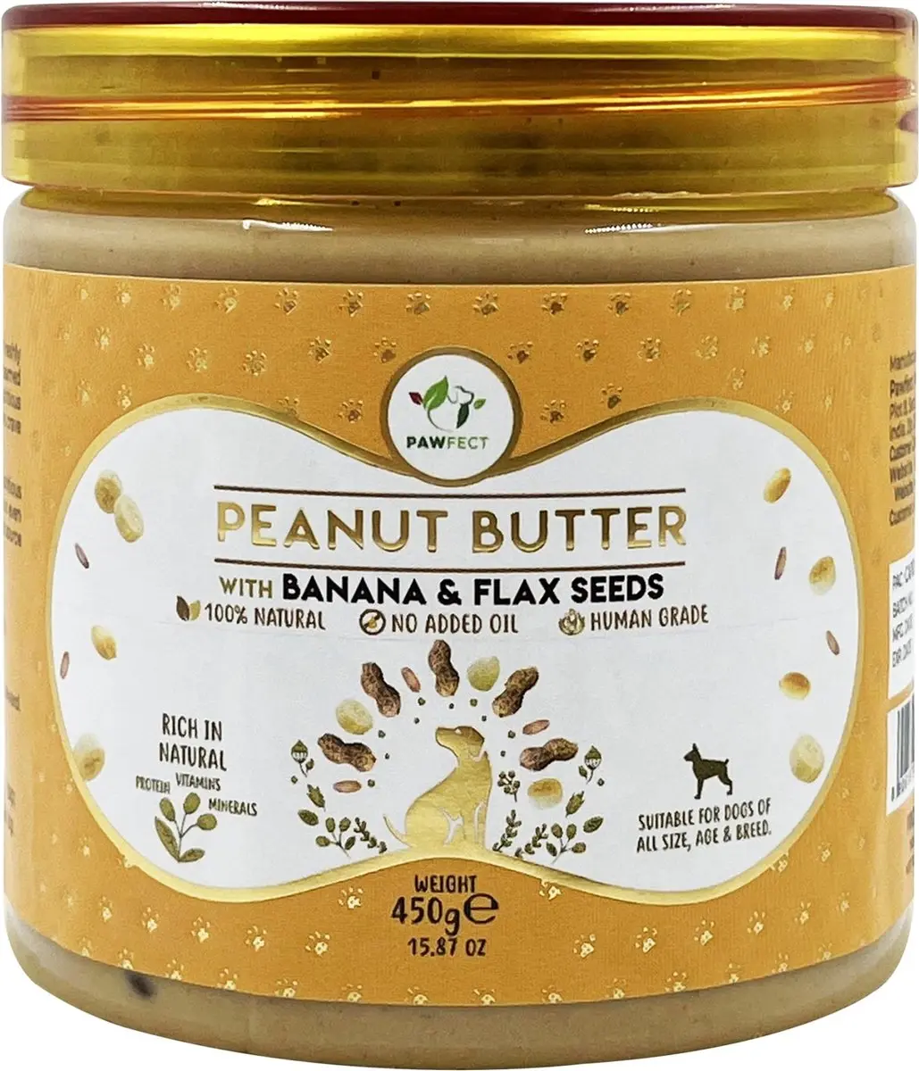 Pawfect Pindakaas voor de hond Banaan & Lijnzaad 450 gr.
