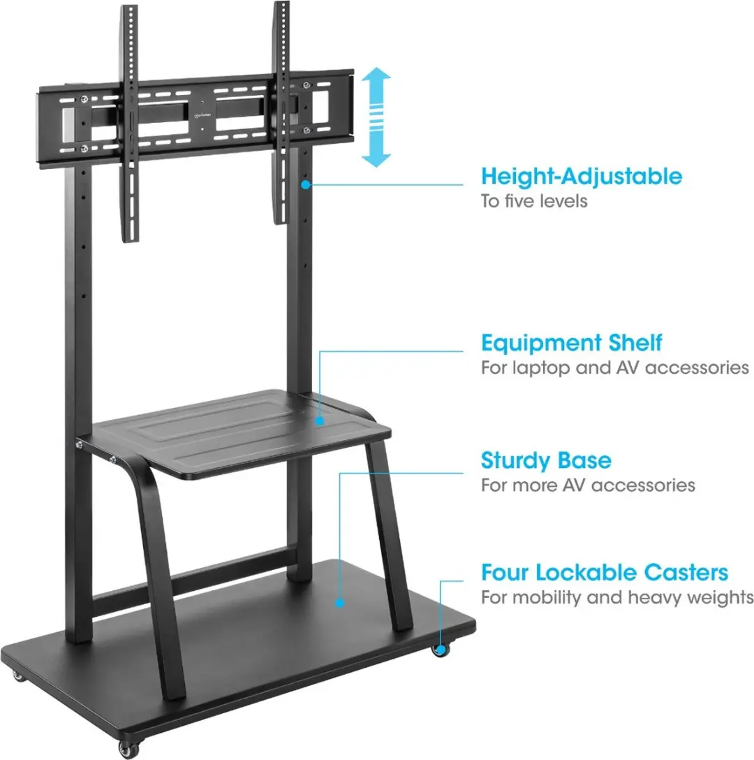 Manhattan TV-Ständer op wielen 462334 - 100" - 150 kg - Zwart - afbeelding 6 van 6