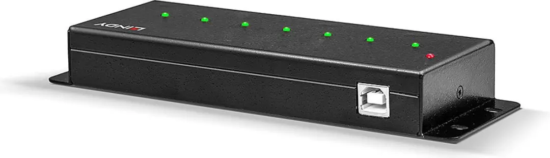 Lindy USB 2.0 Metall Hub 7 Ports - 7 Poorten Zwart - afbeelding 3 van 6