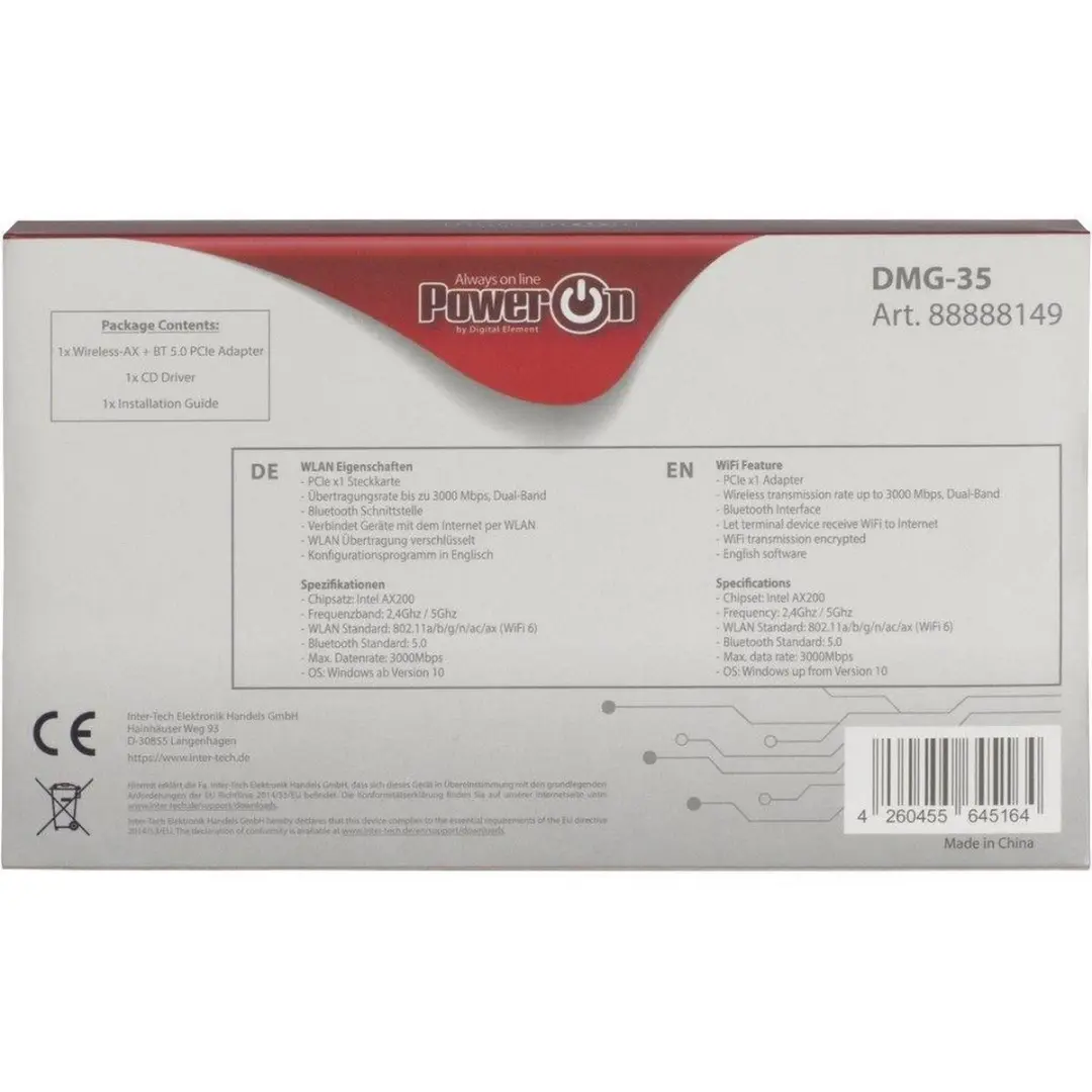 Intertech DMG-35 Intern WLAN/Bluetooth 3000 Mbit/s