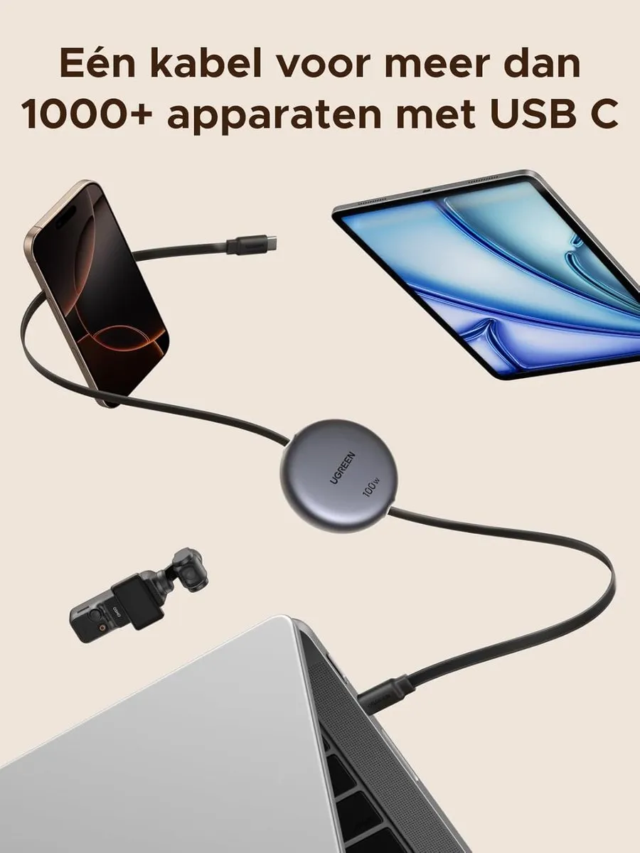 UGREEN USB-C Kabel 100W 1m - PD 3.0 PPS - Grijs
