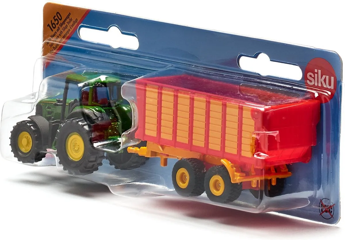 SIKU 1650 Claas Tractor met Silagewagen - Groen/Rood