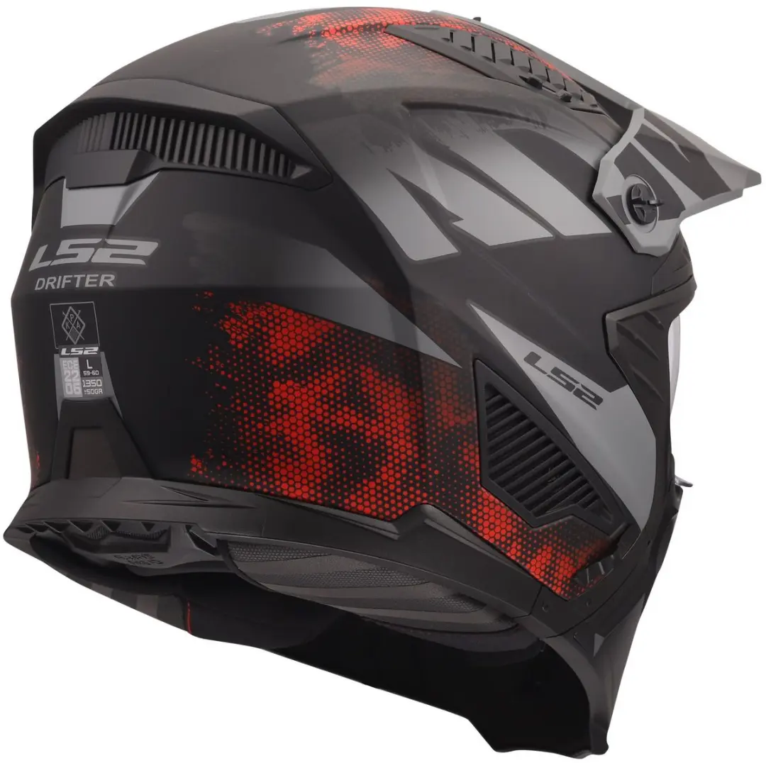 LS2 Drifter Gas OF606 Helm - M - Grijs/Rood