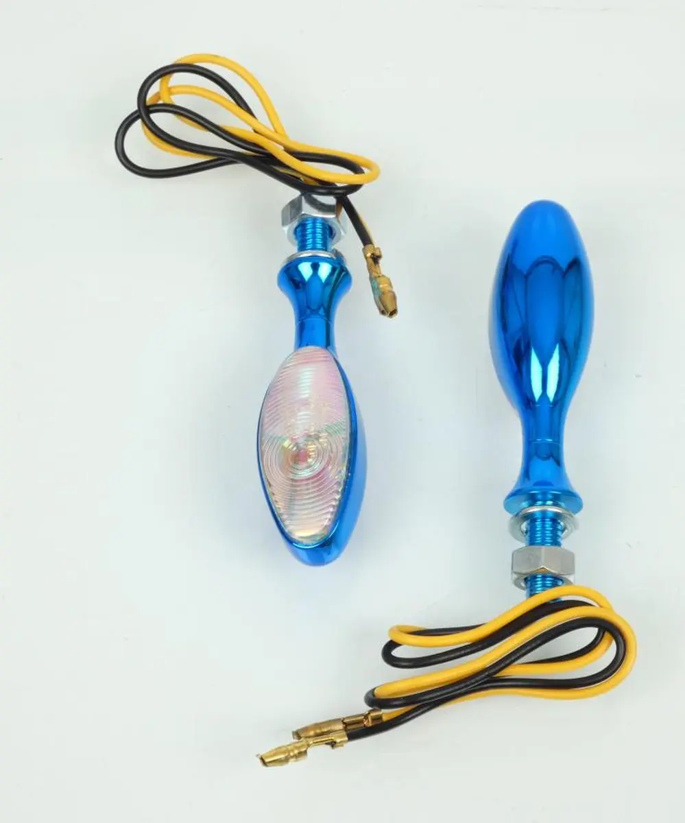 Mini clignotant LED 12V aluminium oblong chromé bleu Vicma pour moto 6164 Neuf