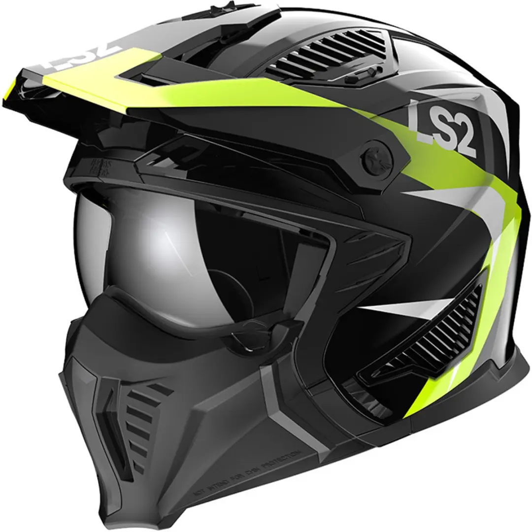 LS2 OF606 Drifter Triality H-V Yellow 06 Offroad Helmet