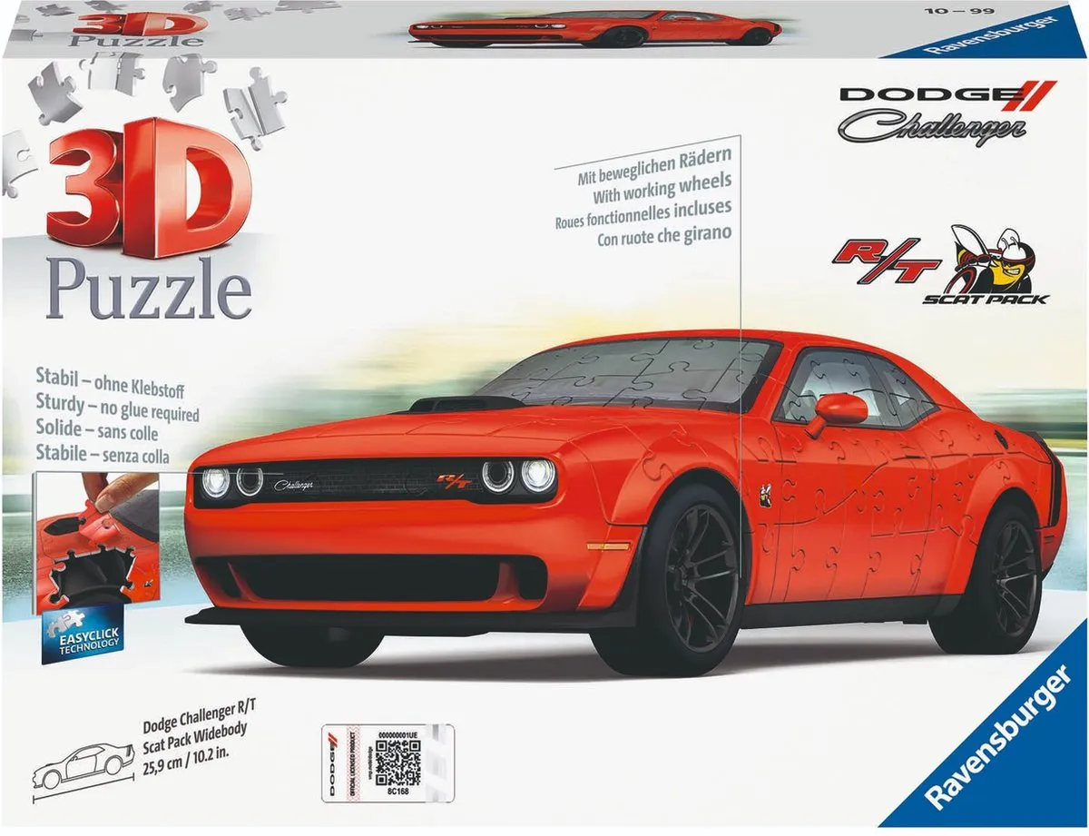 Ravensburger 3D Puzzle Dodge Challenger R/T Scat Pack Widebody - 3 Stuks - Multicolor