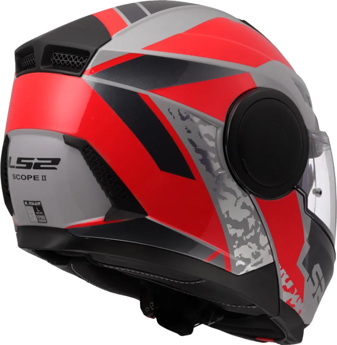 LS2 FF902 Scope II Systeemhelm - M - Grijs/Rood