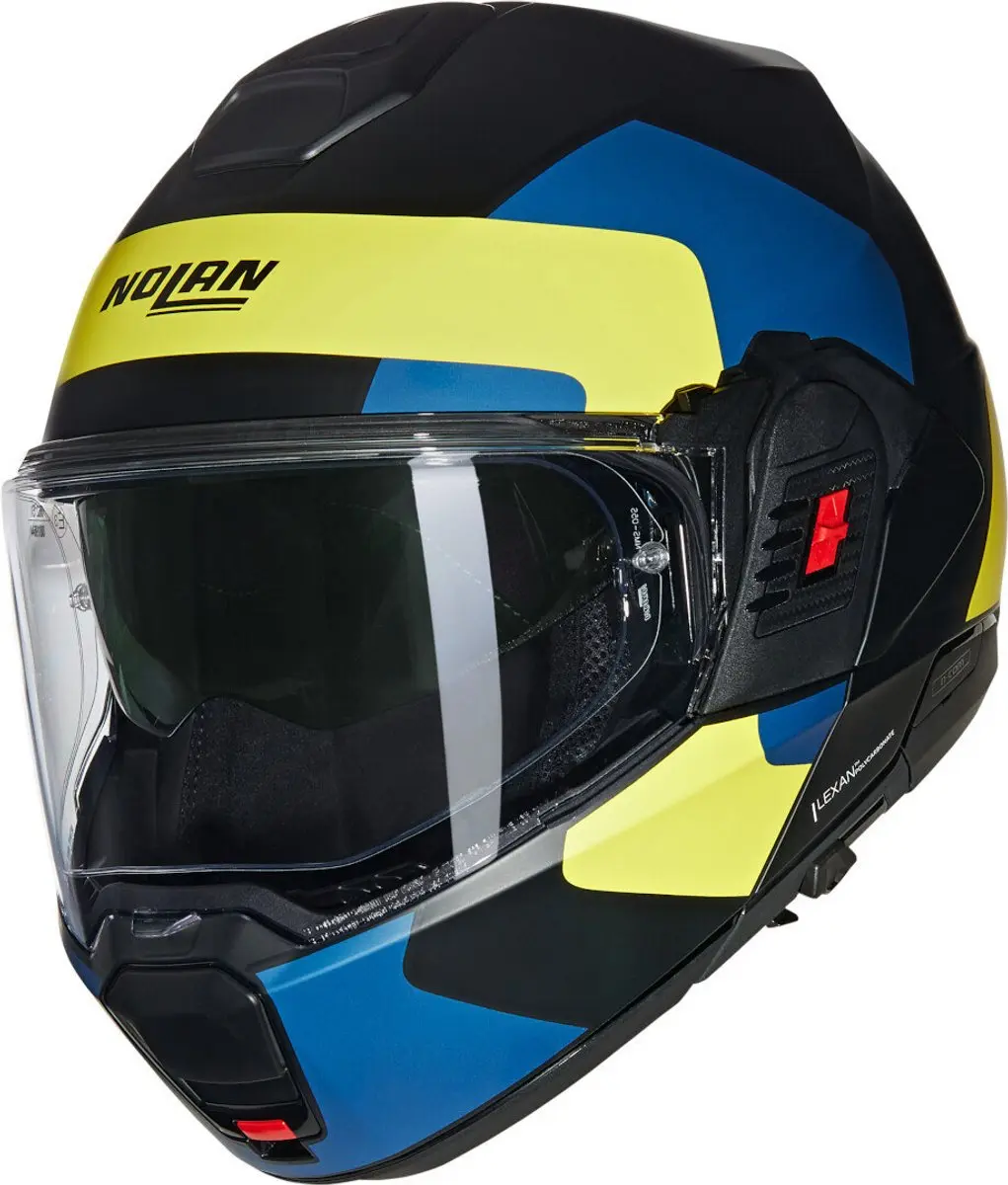 Nolan N120-1 Omocromo 346 Zwart Blauw Geel Mat Systeemhelm