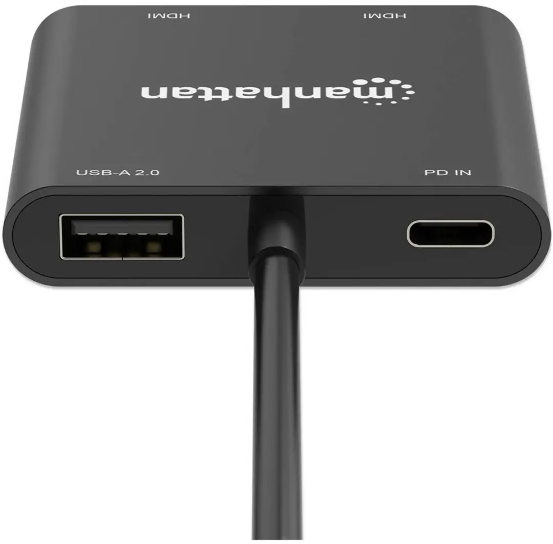 Manhattan USB-C naar 4x HDMI Adapter 15cm - Zwart - afbeelding 6 van 6
