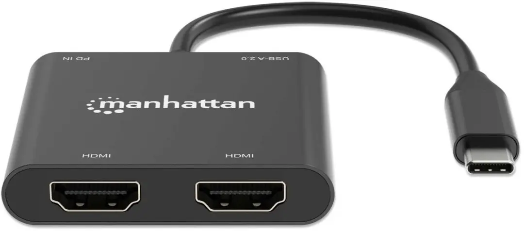 Manhattan USB-C naar 4x HDMI Adapter 15cm - Zwart