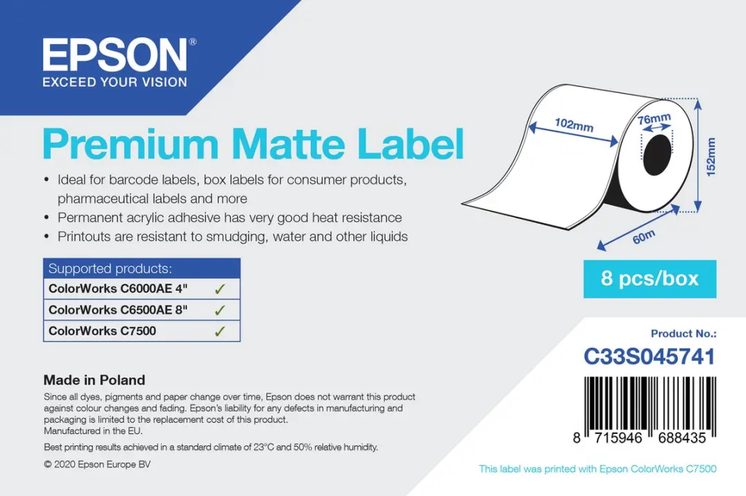 Epson Premium Matte Label 105mm x 35m