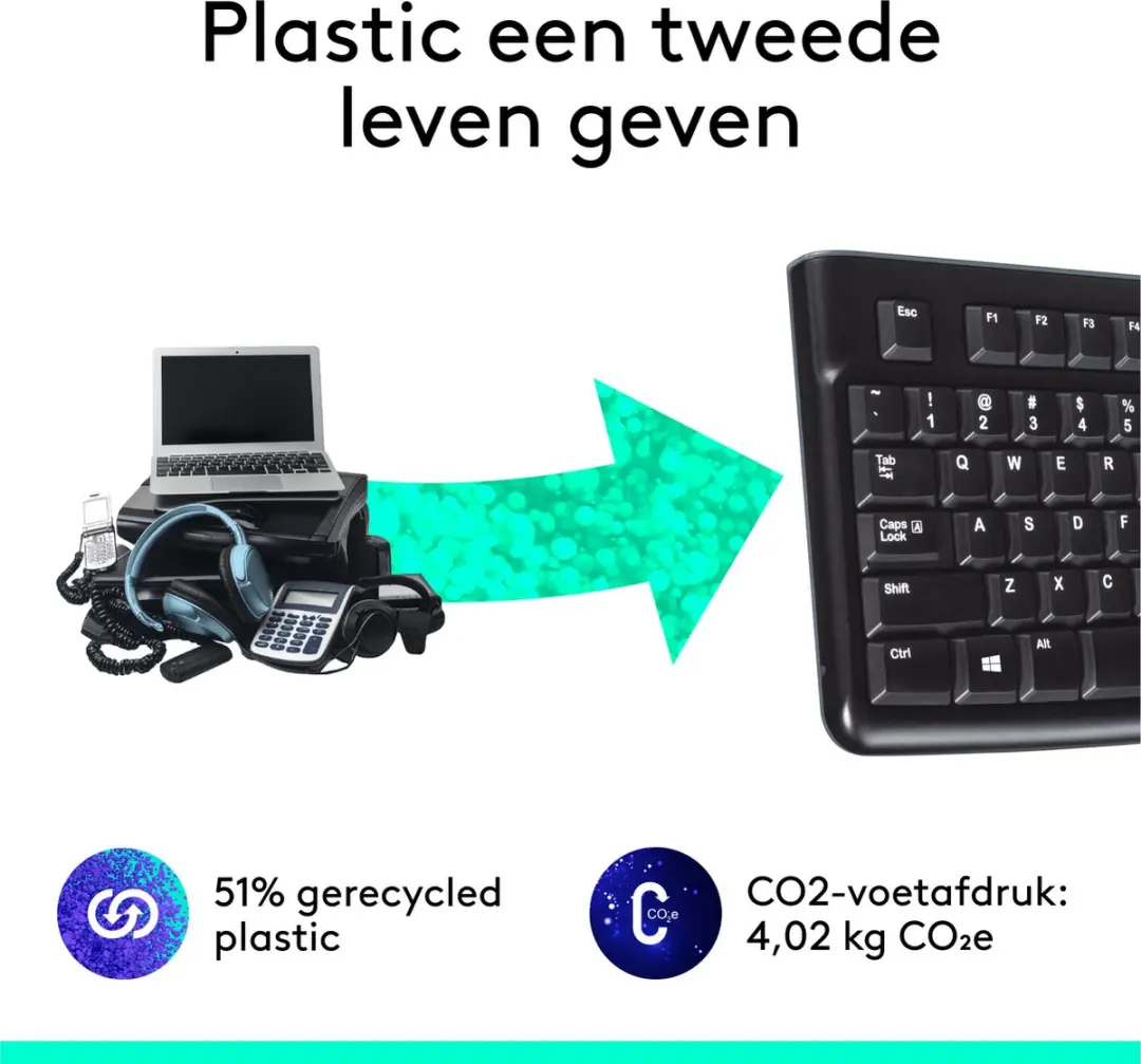 Logitech K120 Bedraad Toetsenbord - ISO - Zwart