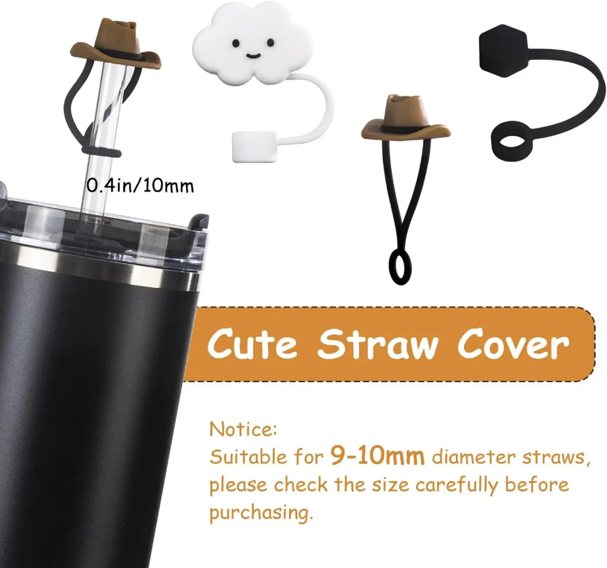 Stanley Cup Accessoireset - 6 Doppen, 2 Rietjes, Hoes - Zwart