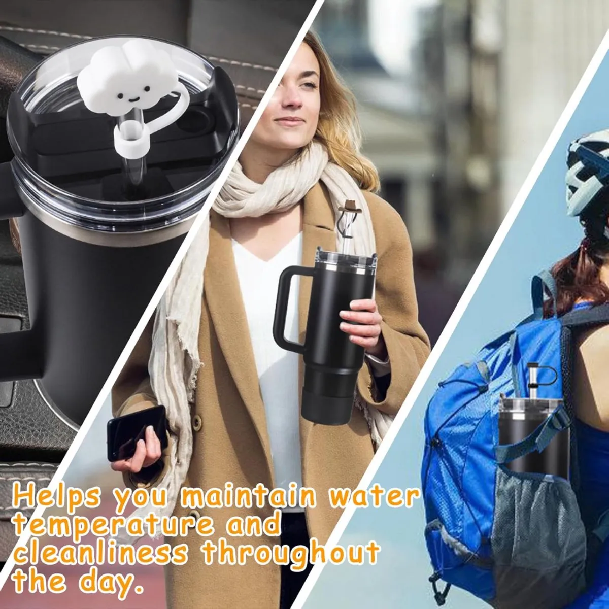 Stanley Cup Accessoireset - 6 Doppen, 2 Rietjes, Hoes - Zwart