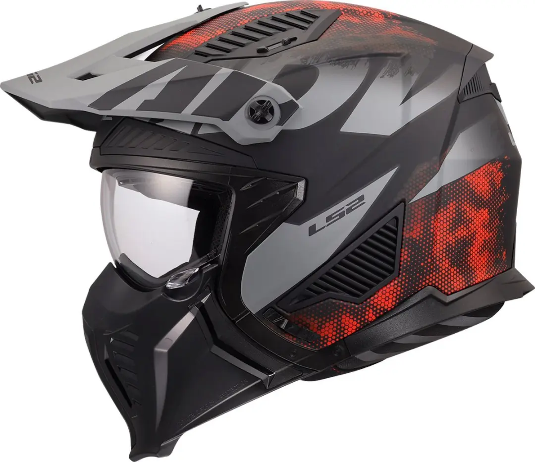 LS2 Helm Drifter Gas OF606 grijs / rood maat XS