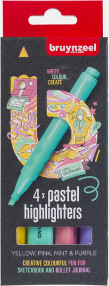 BRUYNZEEL Highlighters Pastel - 4 Stuks Wit - afbeelding 6 van 6