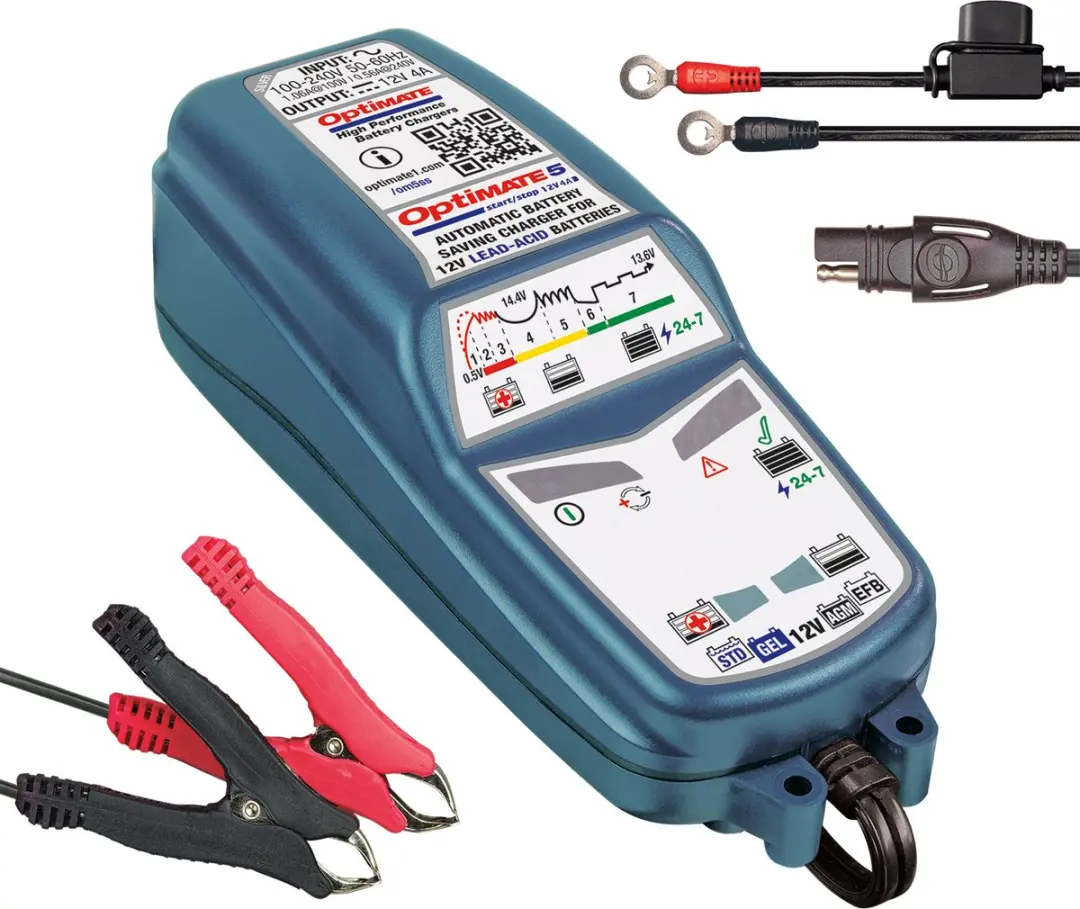Tecmate Optimate 5 Start/Stop Acculader 12V 4A - 7-stappen - afbeelding 2 van 5