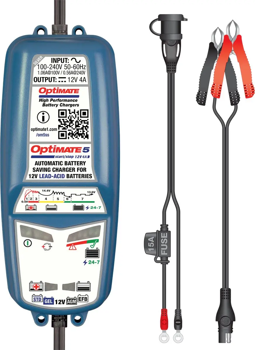 Optimate 5 Start/Stop 12 V 4 A automatische acculader en onderhoudslader voor AG