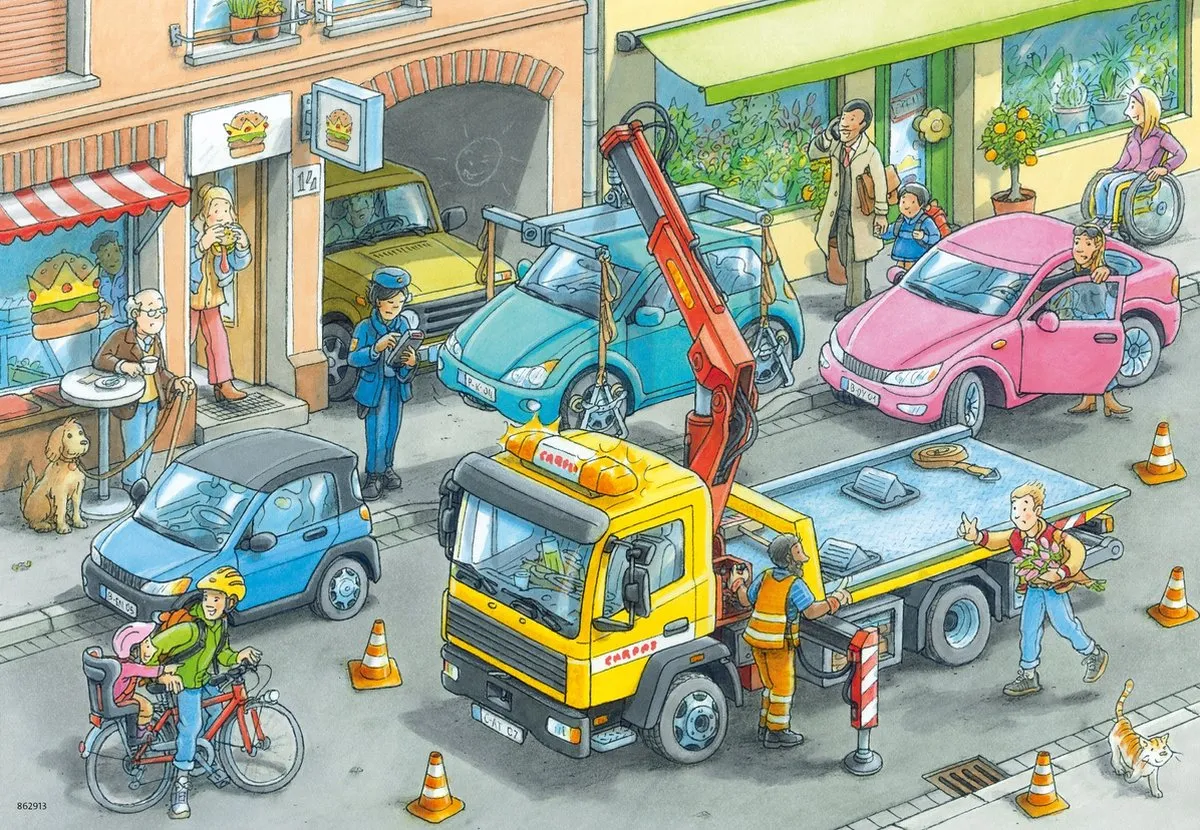 Ravensburger Vuilniswagen en Sleepwagen Puzzel 24 Stuks - 2x24