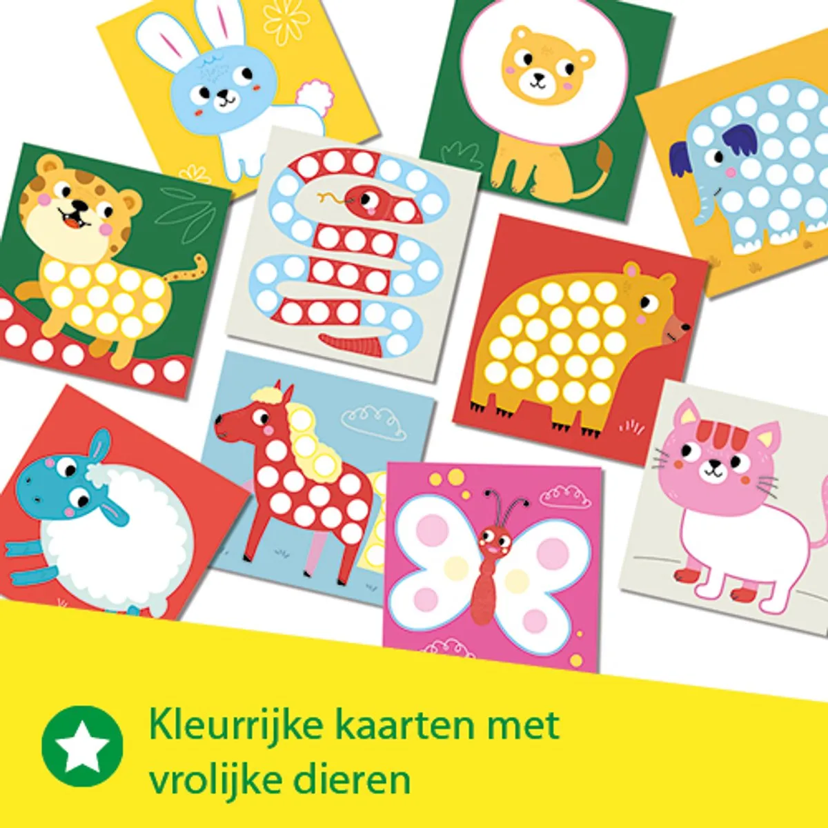 SES Creative My First Kunstwerk Stippen - Vingerverf 3 kleuren - 10 dierenplaten