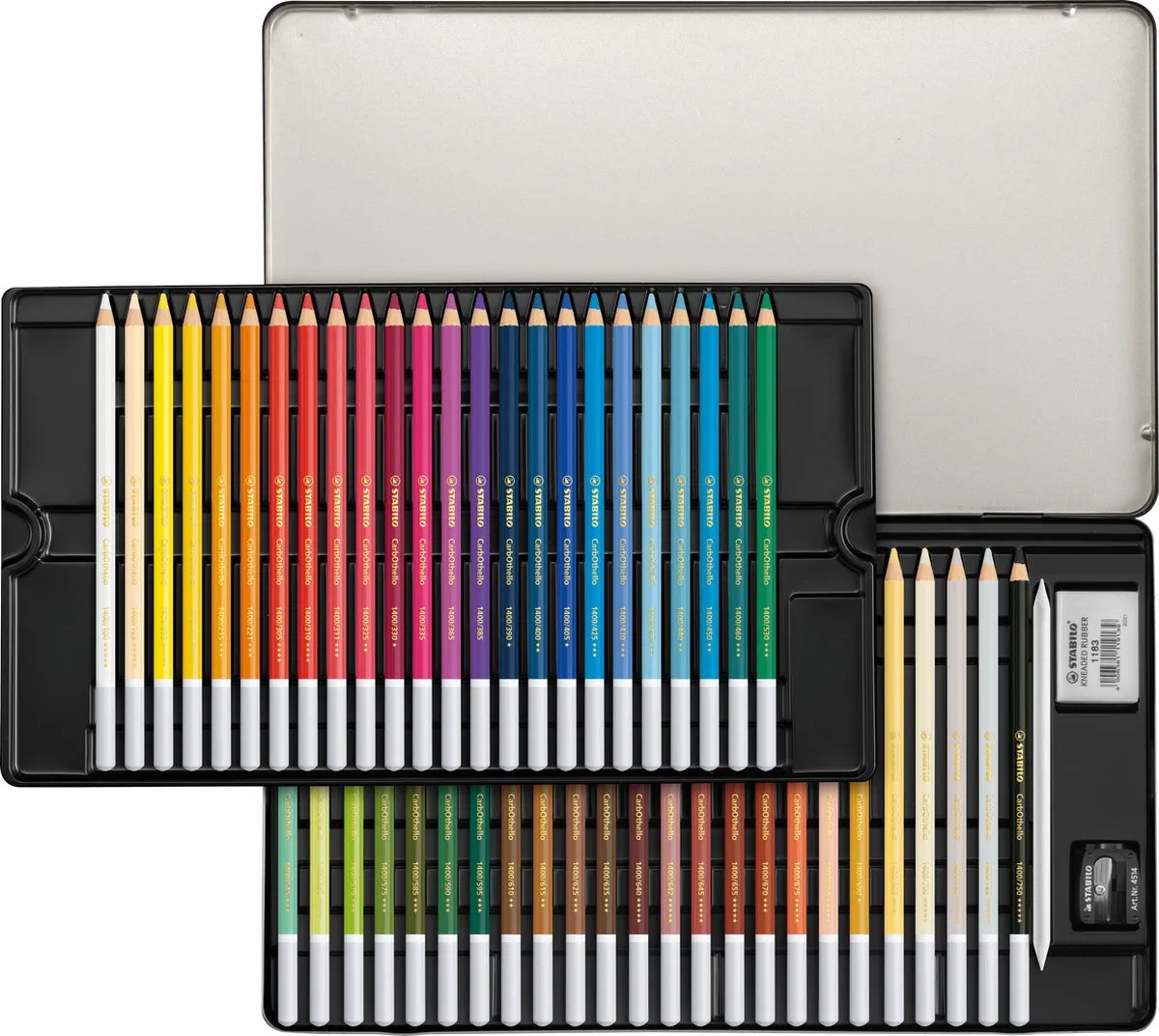STABILO CarbOthello Kalkpastel Kleurpotloden 48 Stuks - Metalen Etui