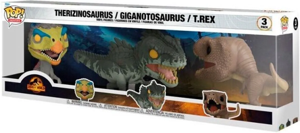 Funko Pop! Jurassic World Dominion Therizinosaurus Giganotosaurus & T-Rex 3-Pack - Multi