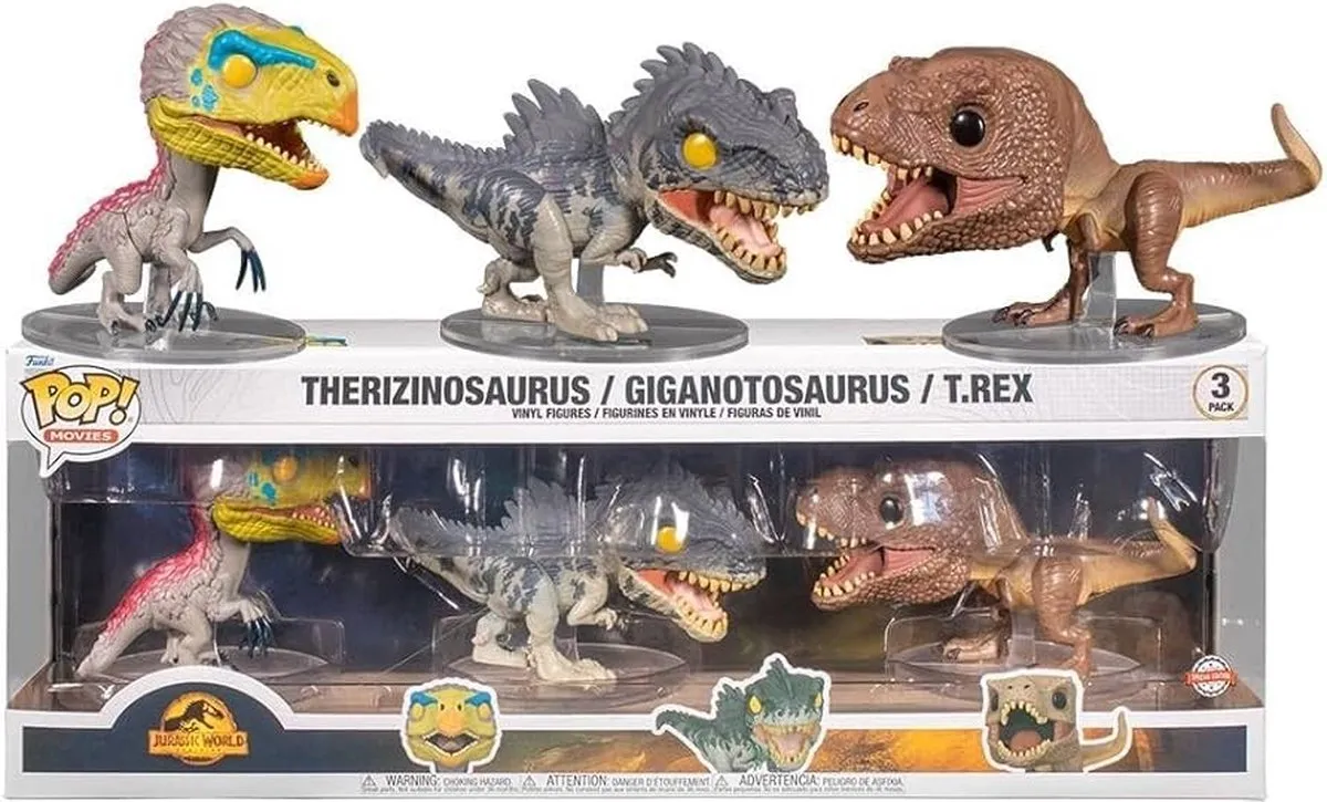 Funko Pop! Jurassic World Dominion Therizinosaurus Giganotosaurus & T-Rex 3-Pack