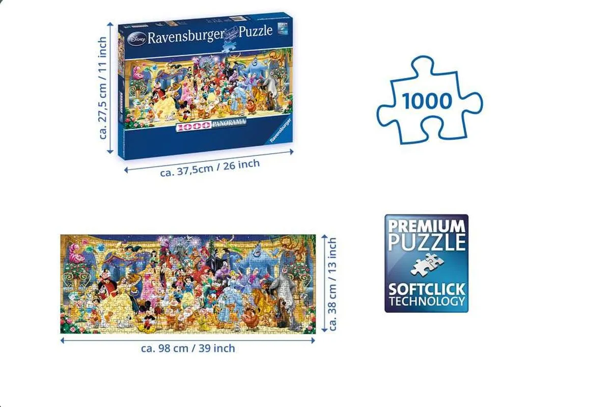 Ravensburger Panorama Puzzel Disney Groepsfoto 1000 Stuks - Multicolor
