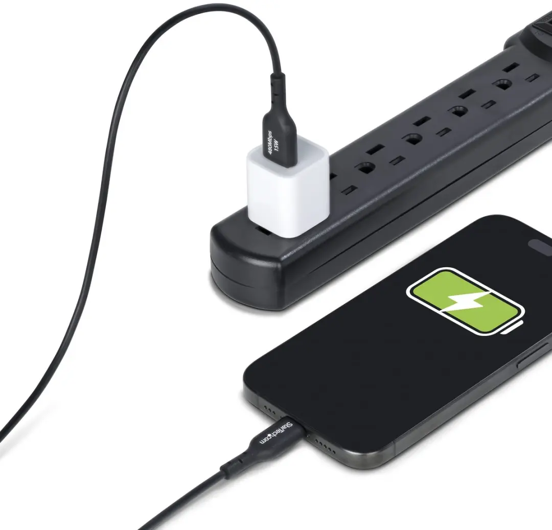 Startech USB2AC1MNC USB-A naar USB-C Laadkabel 3A - 1m - Zwart - afbeelding 2 van 6