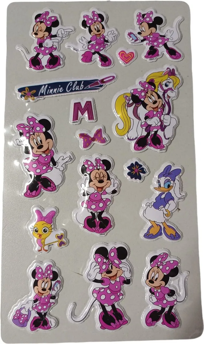 Disney Minnie 3D Stickers - 12 Stuks Multicolor