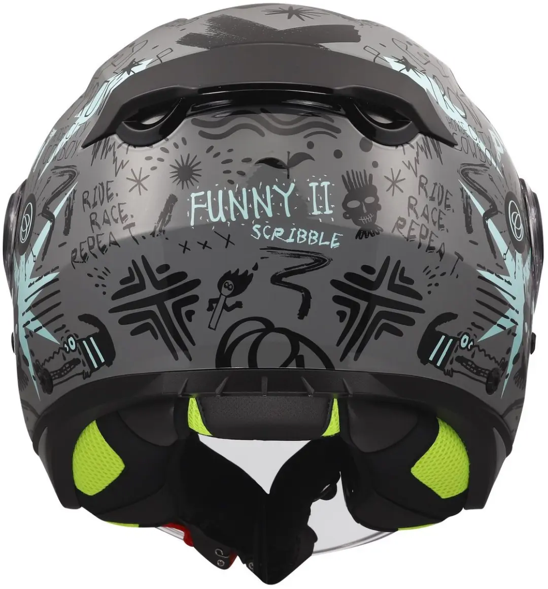 LS2 OF622 Funny II Scribble Jethelm - Grijs/Blauw
