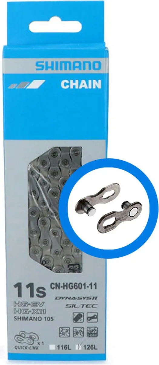 Shimano HG601 11-speed Fietsketting 126 Schakels - Zilver/Chroom