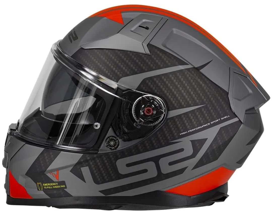 LS2 FF811 Vector II Splitter Mat Helm - XXL - Titanium Rood