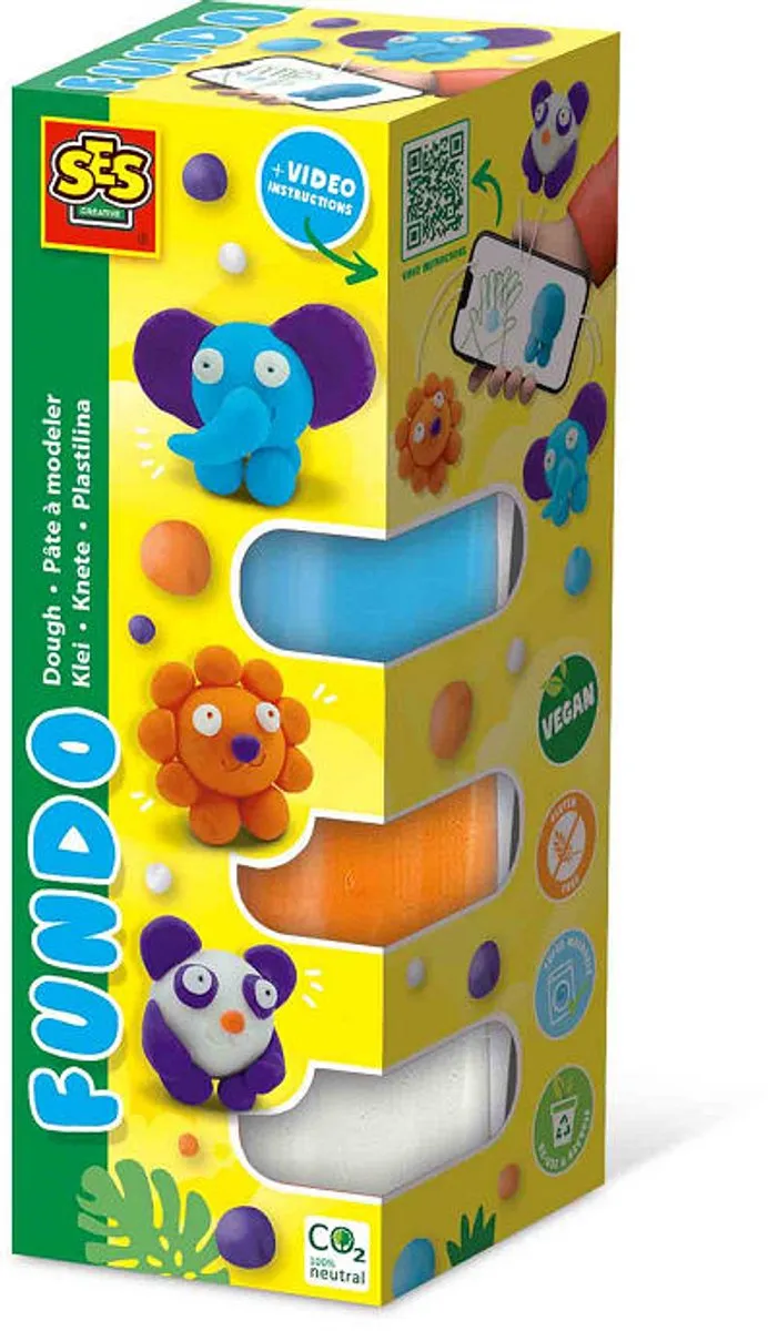SES Creative FunDo Klei Wilde Dieren - 4 Stuks