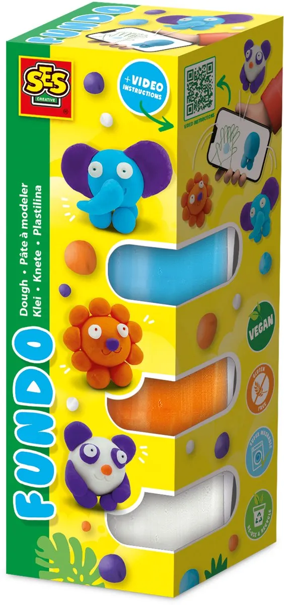SES Creative FunDo Klei Wilde Dieren - 4 Stuks