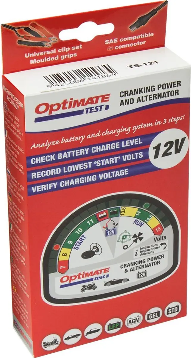 Optimate TEST TS120 Accu- en Laadsysteemtester - 12V - o.a. AGM/GEL/LiFePO4