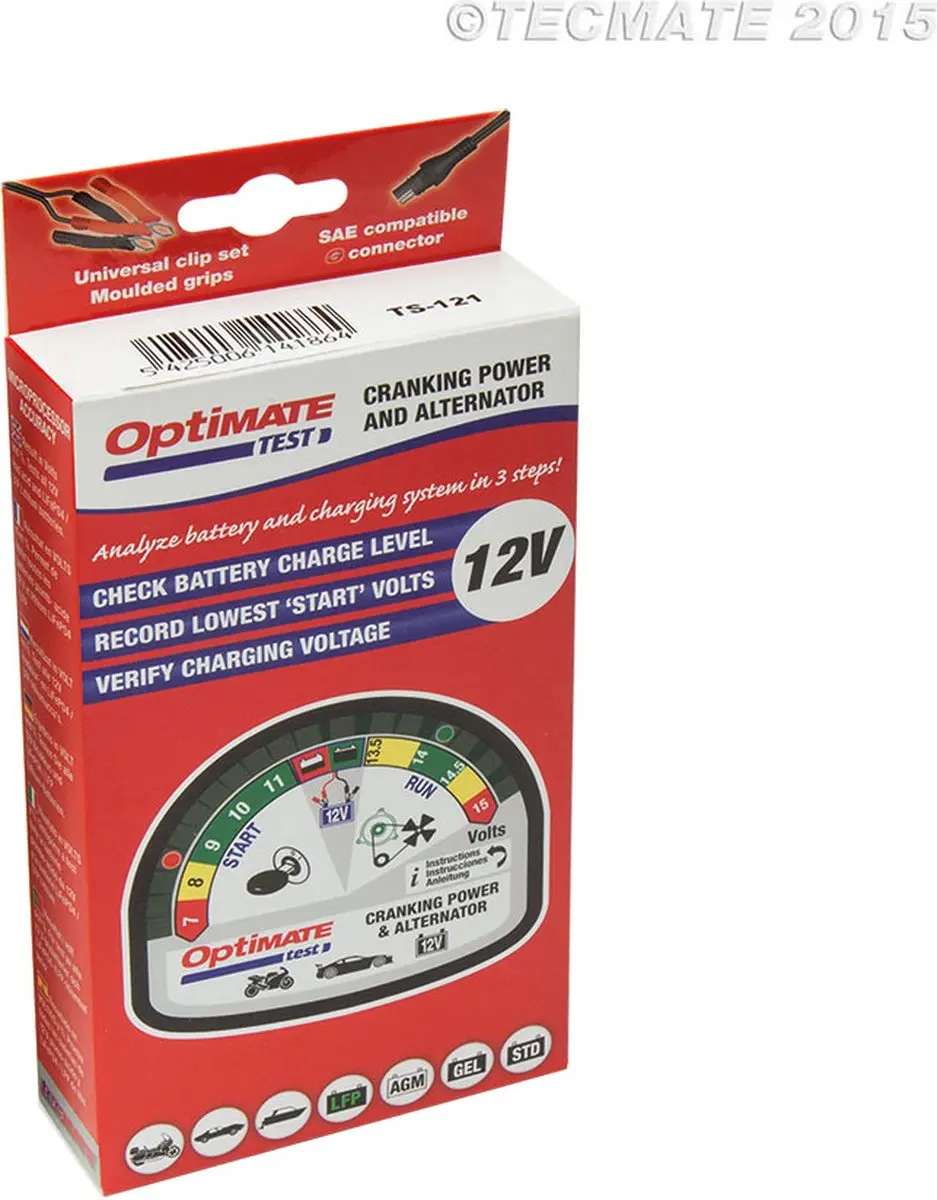 Optimate TEST TS120 Accu- en Laadsysteemtester - 12V - o.a. AGM/GEL/LiFePO4