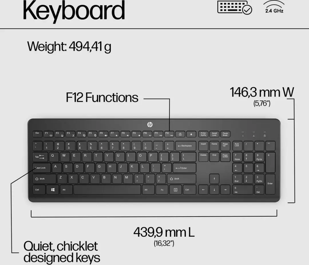 HP 230 Draadloos Toetsenbord AZERTY BE - Zwart - afbeelding 6 van 6