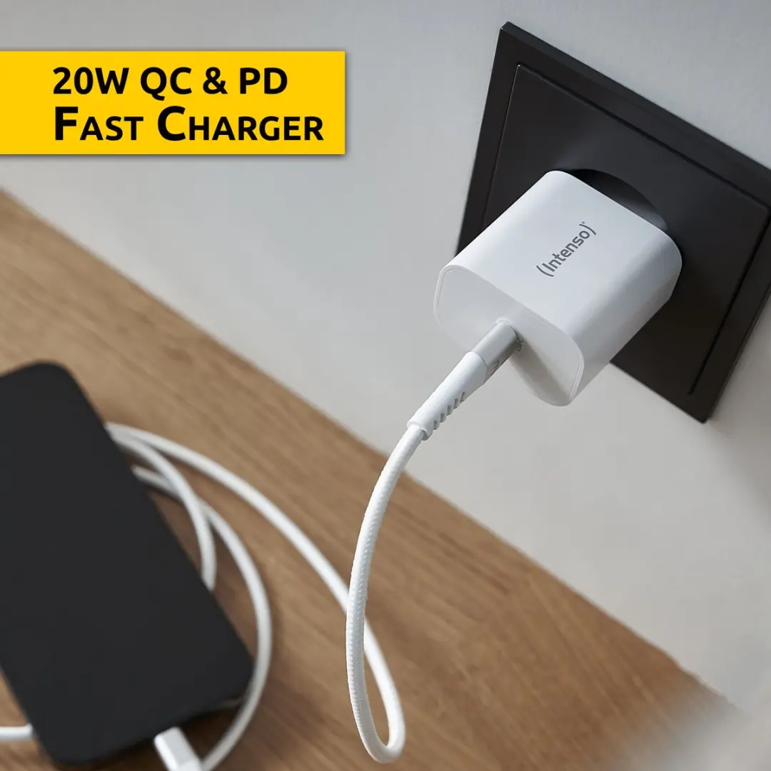 Intenso W20C 20W USB-C Lichtnetadapter - Wit - afbeelding 6 van 6