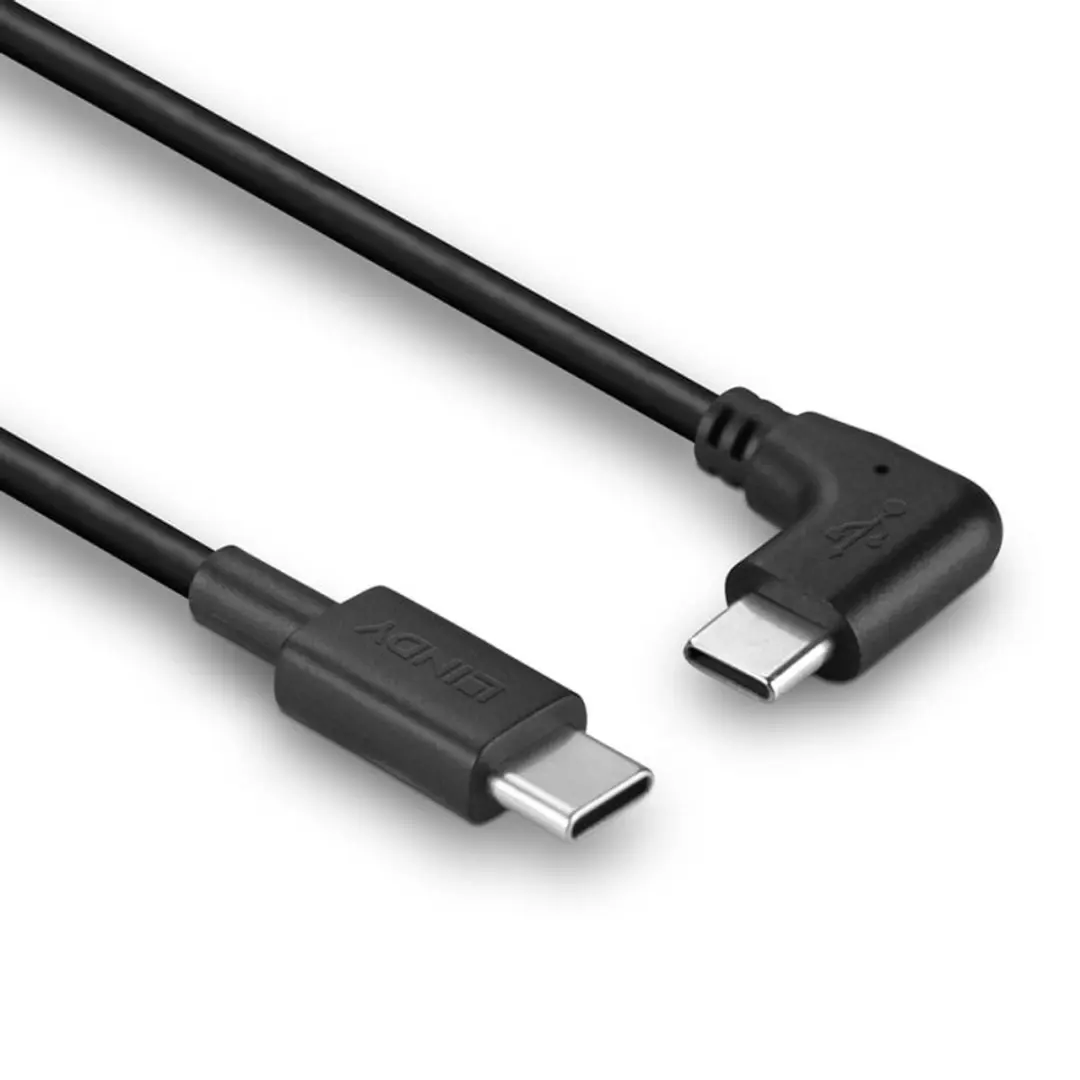 Lindy 32005 USB 2.0 Type C Kabel 90° - 1m - Zwart - afbeelding 2 van 5