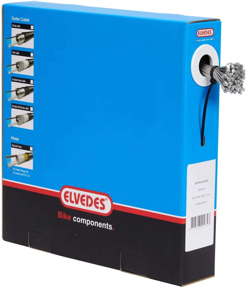 Elvedes Schakelbinnenkabel 2250mm 7x7 RVS - N-nippel 4,5x4,5 - 50 Stuks