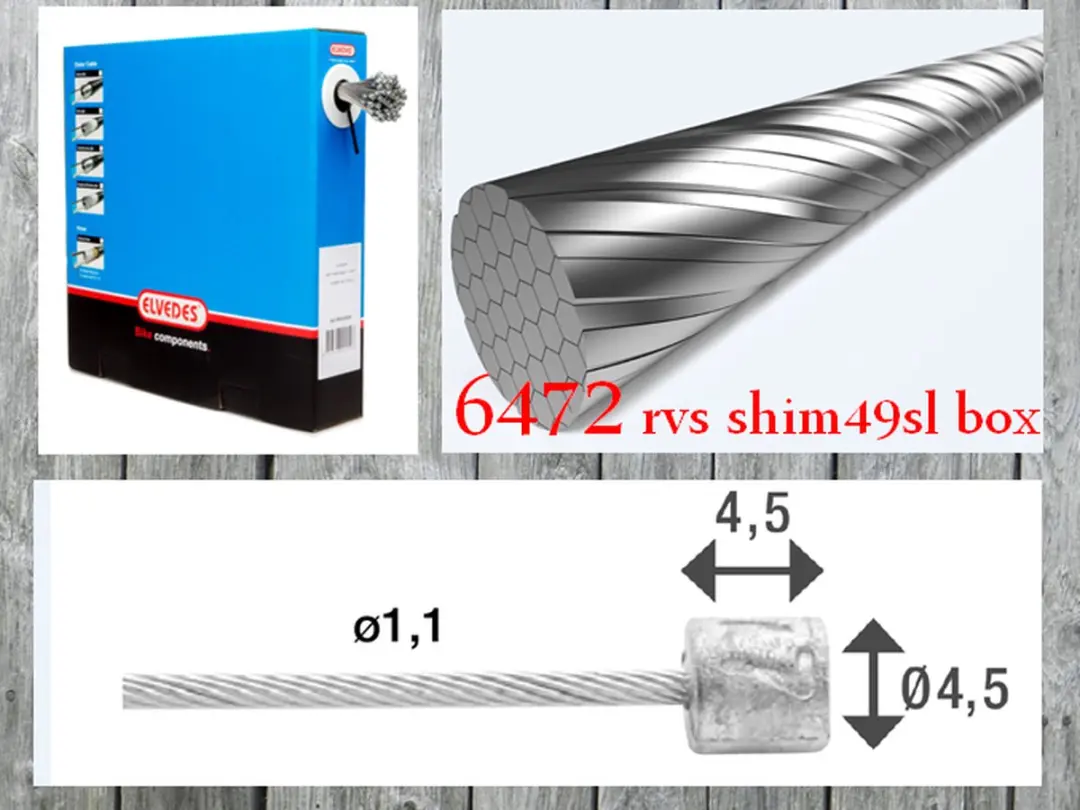 Elvedes Schakelbinnenkabel 2250mm 7x7 RVS - N-nippel 4,5x4,5 - 50 Stuks - afbeelding 6 van 6