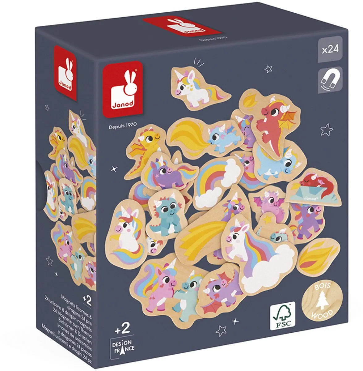 Janod Magneten Eenhoorns En Draken 24-delig - Multicolor - afbeelding 6 van 6