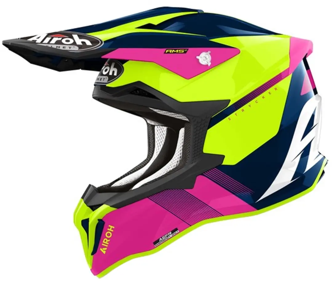 Airoh Strycker Blazer Blauw Roze Offroad Helm