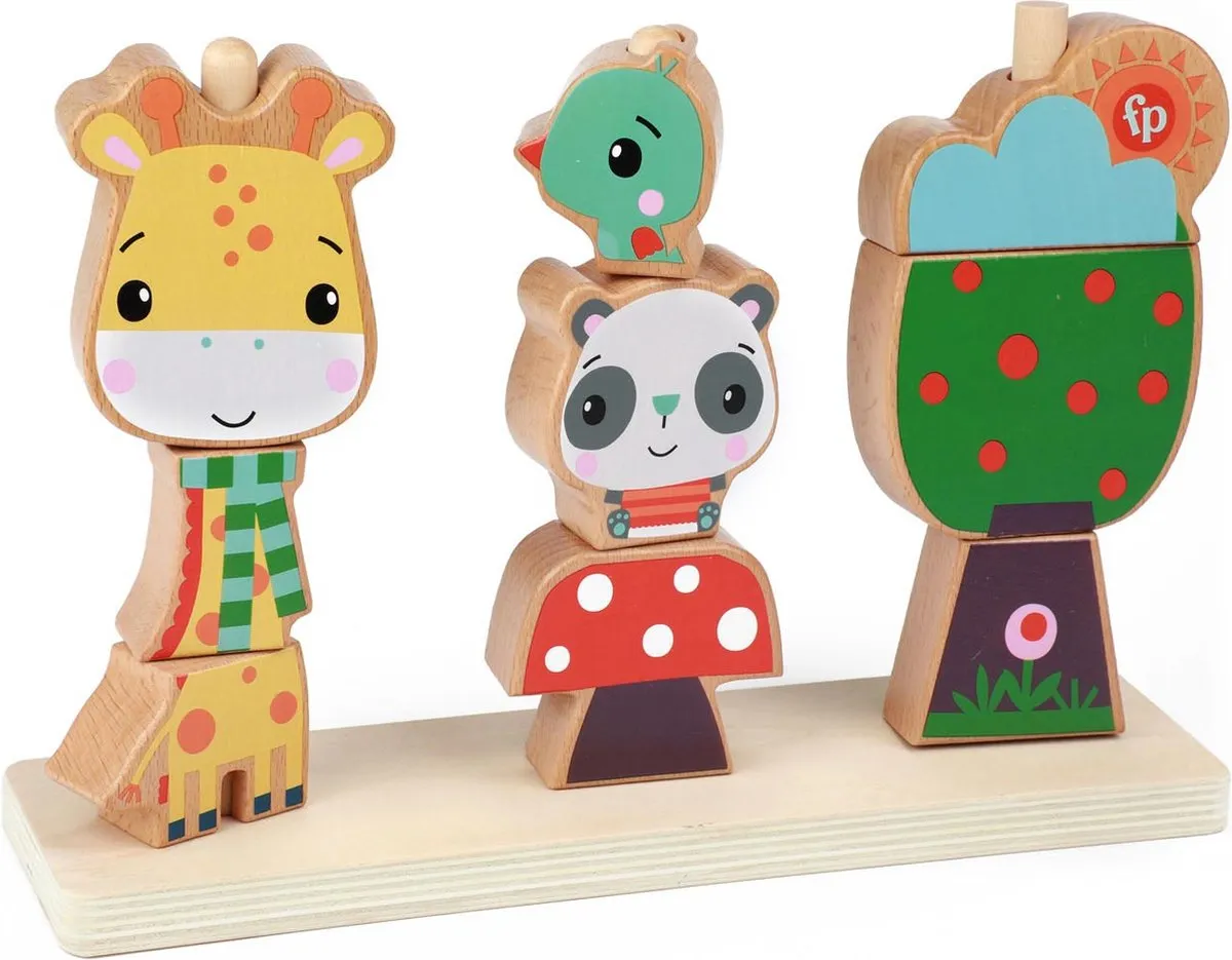 Fisher Price 3D Houten Stapelpuzzel 9 Stukjes - 72029A