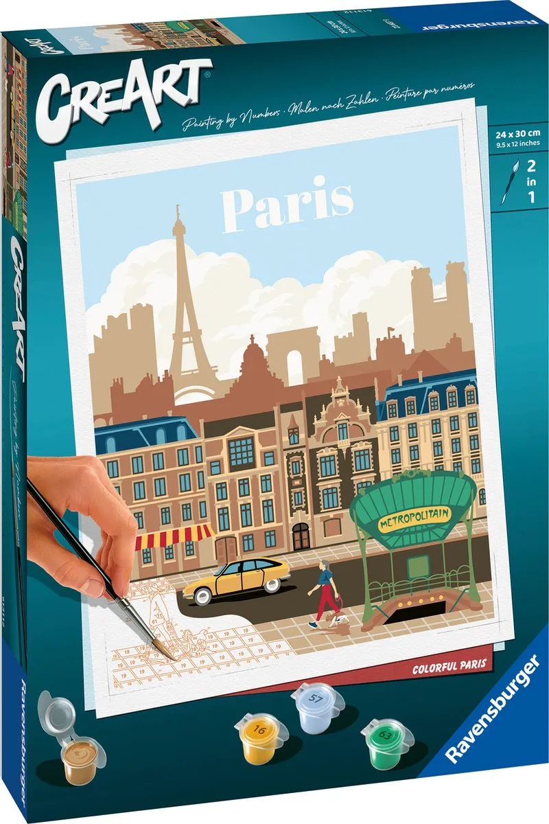 Ravensburger CreArt Colorful Paris Schilderen op nummer - Multicolor - 15 Kleuren