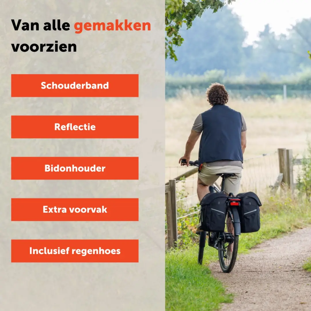 New Looxs Vigo Double Dubbele Fietstas 40L - Zwart/ Groen