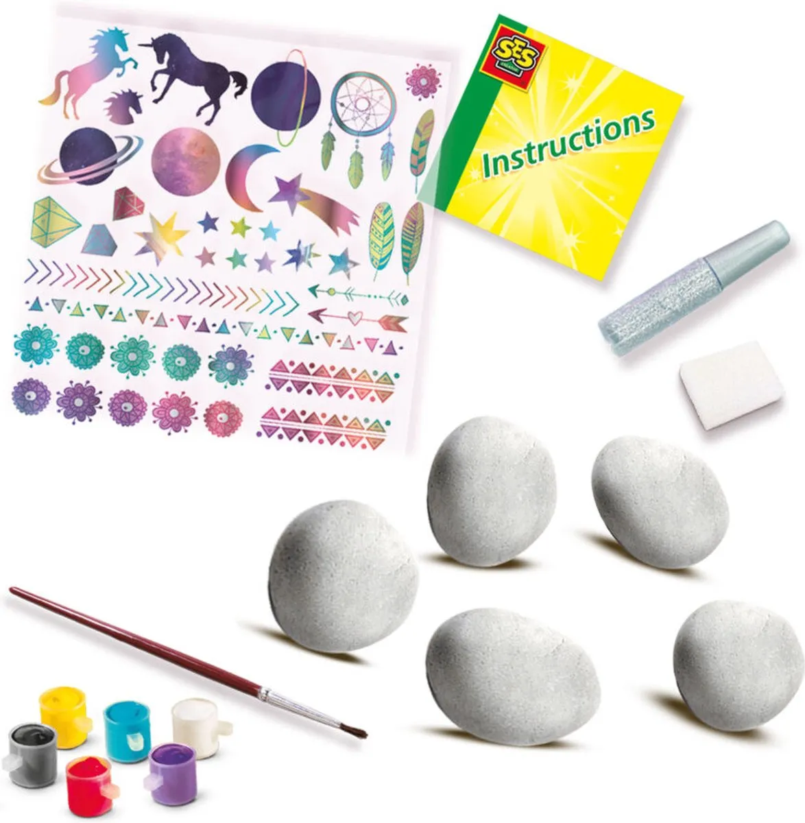 SES Creative Galaxy Stenen Schilderen Knutselset - 5 Stuks
