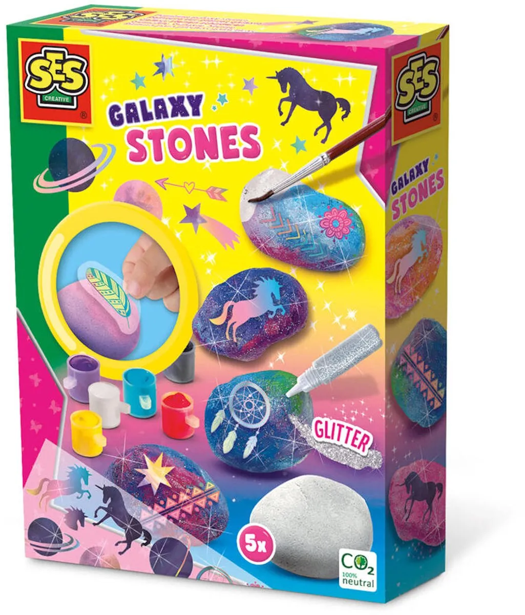 SES Creative Galaxy Stenen Schilderen Knutselset - 5 Stuks